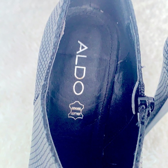 Aldo Black High Heeled Snake Skinned Ankle Boot - Picture 7 of 7